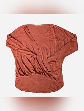 Double Zero Burnt Orange V-Neck Long Sleeve Top